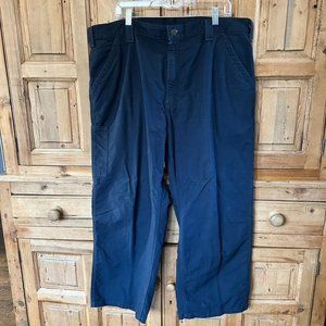 Carhartt 40 X 30 Pants Navy Blue Pockets Cargo Button Zipper Straight Leg